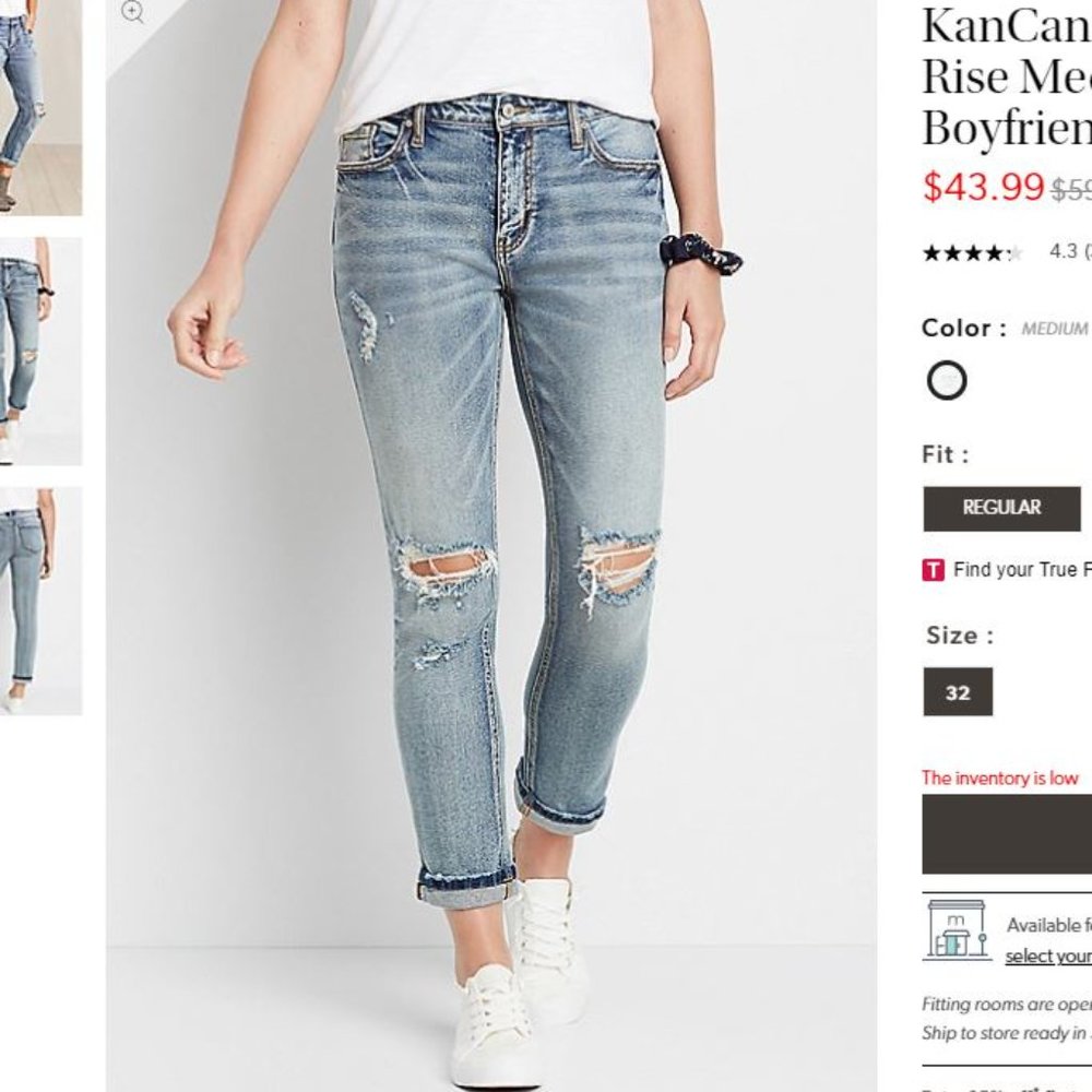 Kancan Vintage High Rise Boyfriend Jeans 25 Medium Tint